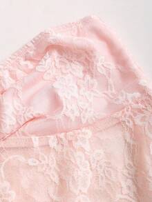 Sweetra Women's Pink Lace Halter Neck Tie Back Camisole - Baby Pink - View 4