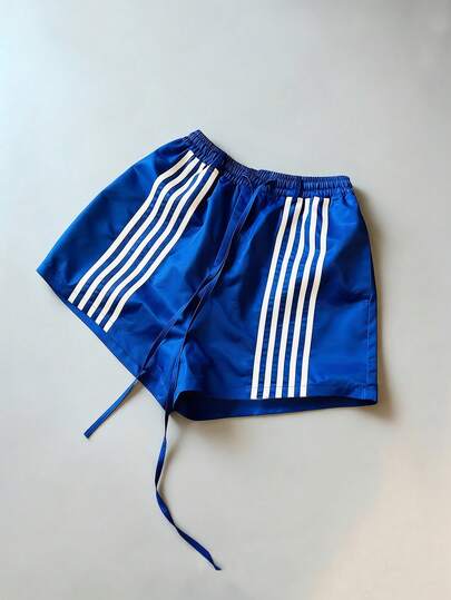 ROMWE MEN 男士条纹休闲短裤，适合春夏穿着