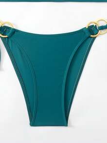 Swim Chiccia 2件套新款可调节加厚肩带纯绿色性感优雅比基尼泳衣套装，适合海滩、泳池、派对、圣诞节等场合。 - 水鴨藍 - 查看 6