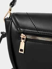 SHECARRY Women's Shoulder Bag, Simple Commuter Saddle Bag - Black - View 7