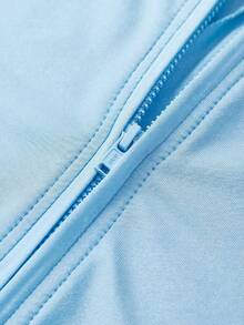 SHEIN Tween Girls Zip Up Half Zip Unitard,Back To School,Leisure Outing - Baby Blue - View 6