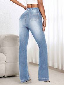 EMERY ROSE Jeans de mezclilla casual desgastados de talla grande - Lavado ligero - Ver 2