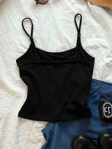 SHEIN Angel Rhinestone Sparkle Pattern Camisole, Women's Cropped Cami Tank Top, Suitable For Summer Outings - Black - View 2
