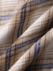 Camisa holgada de cuadros multicolor para hombre, adecuada para primavera, otoño y verano - Caqui - Ver 3