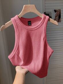 Comfortcana Women's Solid Color Ribbed Brushed Camisole, Suitable For Daily Wear,Summer Top - Redwood - View 3