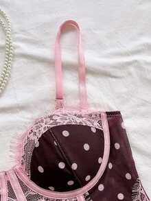 Soleia 豹纹抹胸蕾丝边吊带背心，性感度假、派对、约会、情人节、下午茶穿着 - 棕色 - 查看 5