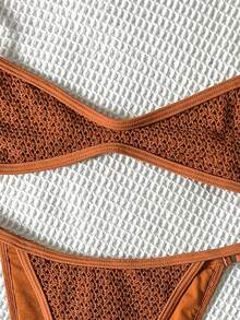 Bộ bikini hai mảnh vải jacquard Swim Mod-D dành cho nữ, thích hợp cho mùa Xuân/Hè. - màu nâu - Xem 5