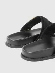 HighSole 女士宽带休闲舒适室内/室外人字拖 - 黑色 - 查看 3