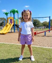 Short Casual para Niña – Cintura Ajustable - Lila Púrpura - Ver 2