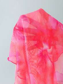 Swim Mod Women's Floral Print Halter Tie Swimwear Set - Hot Pink - View 6