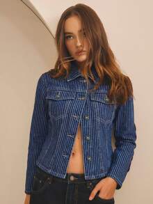 Aralina Winter / Summer Cinched Waist Denim Jacket - Dark Wash - View 6