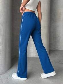 EURMUSE Drawstring Waist Sweatpants, Fashionable For Summer ,Petite Women - Navy Blue - View 2