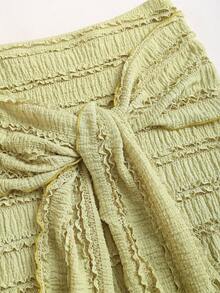 Sweetra Strapless Crop Top And Front Tie Fishtail Skirt Set, Suitable For Vacation, Outing, Birthday Party - Green - View 5