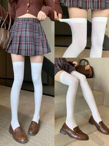 DAZY White Leggings, College Style, Valentine's Day, Music Festival, Wedding, Banquet, Dance Party, Party, Elegant Fitted Women's Tights,Spring/Summer - White - View 1