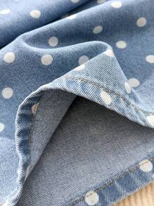 Comfortcana 女士波点图案口袋宽松休闲百搭牛仔裤 - 藍色 - 查看 3