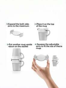 6 Packs Cup Stackable Holder, Coffee Cup Storage Organizer And Stackable Shelf For Saving Space In Kitchen Cabinet, Expandable Mug Rack For Cups, Coffee Mugs, And Tea Cups (Plastic ABS) - Black - View 5