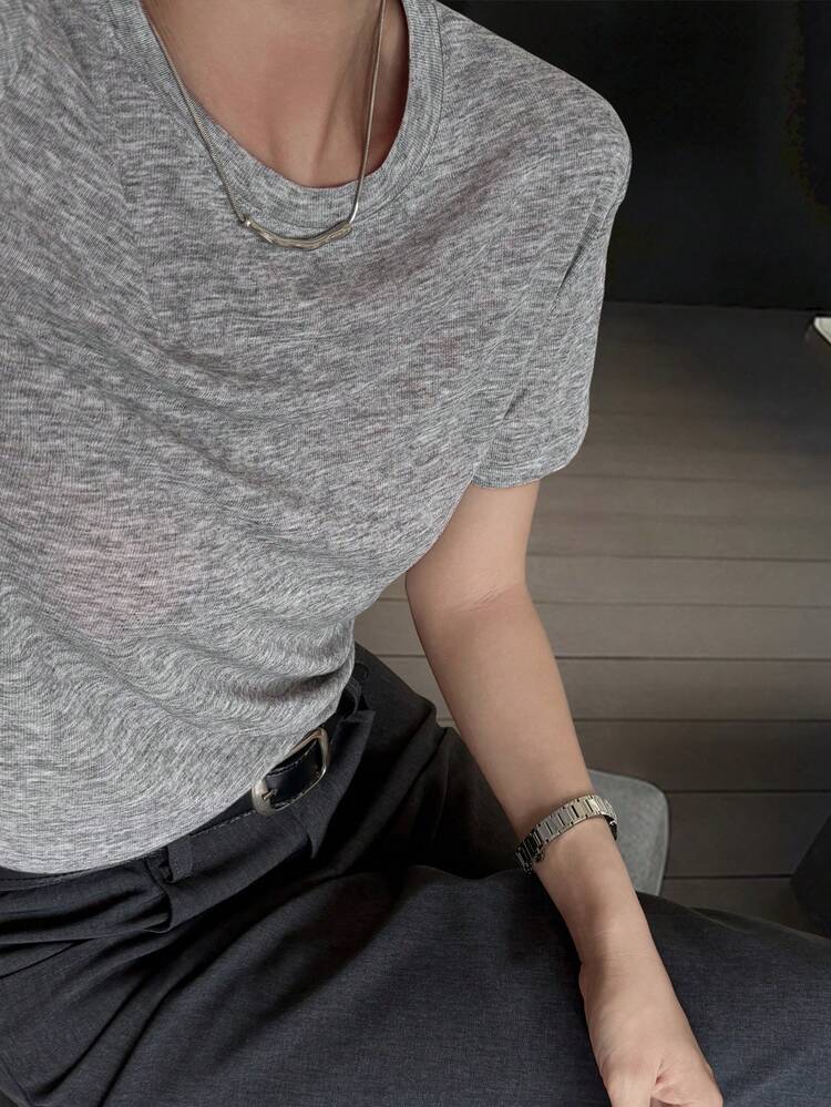 Women's Casual Elegant Round Neck Short Sleeve T-Shirt, Urban Lifestyle