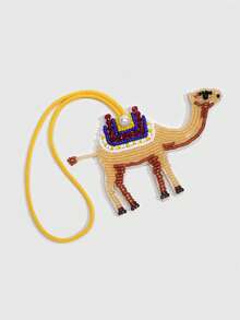 SHECARRY 1pc Fashionable Handmade Beaded Camel Pendant With A Camel Decor Hanging Rope. - Multicolor 5 - View 3