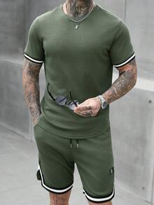 Manfinity CasualCool 男士圆领短袖休闲百搭T恤套装 - 橄欖綠 - 查看 3