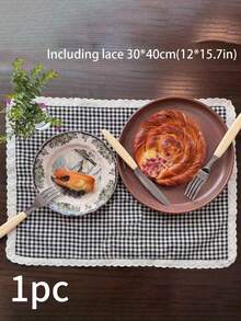 1/2/4/6/8件套复古小格子蕾丝餐垫厨房装饰桌垫水杯碗碟防滑垫桌面咖啡桌垫适用于节日派对生日派对婚礼晚宴餐桌装饰家居装饰房间装饰拍摄背景垫四季通用 - 黑與白 - 查看 9