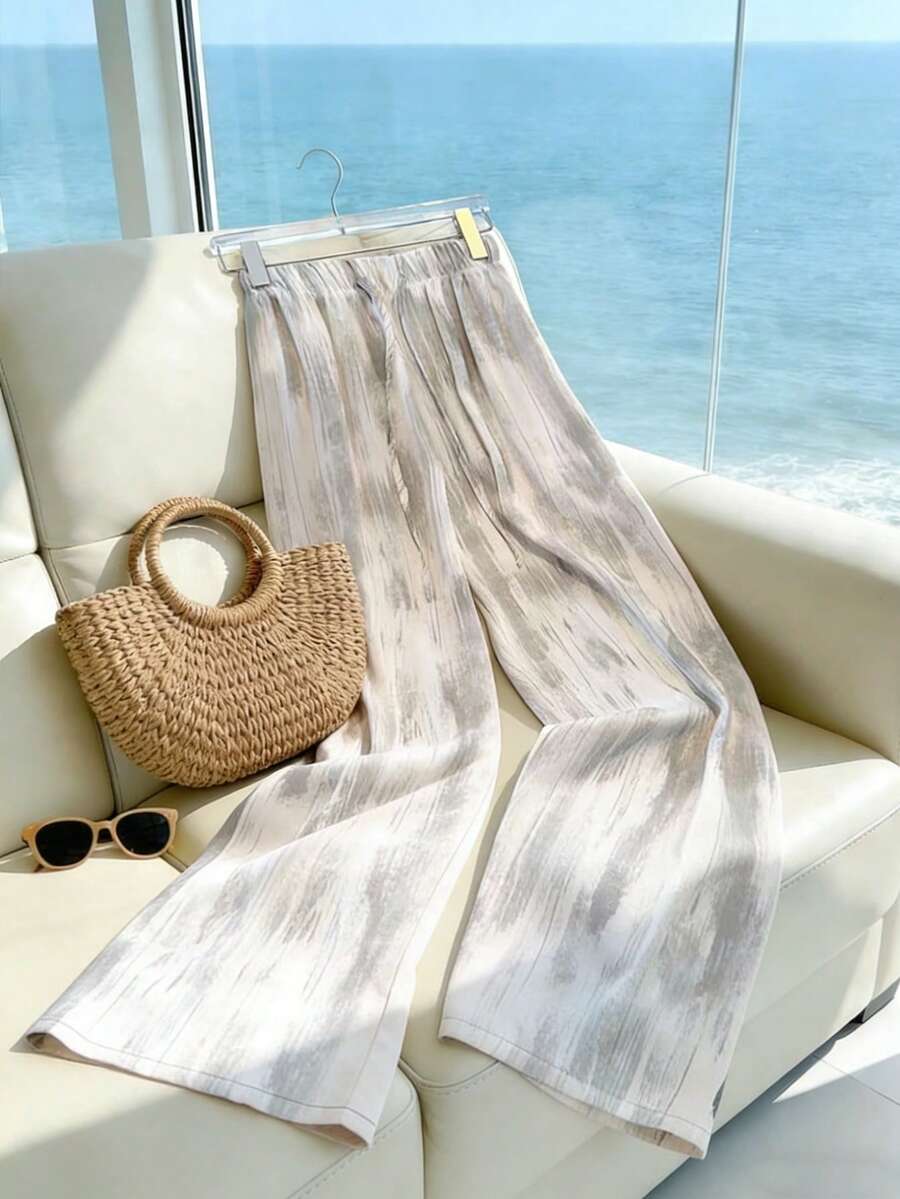 GlowEve Pantalones rectos de pierna ancha con estampado de teñido anudado para mujer - Multicolor - Ver 1