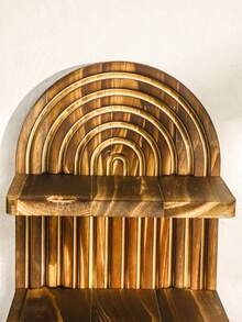 1pc Bohemian Multi-Layer Shelving Unit, Wave Shaped Floating Shelves, Wall Mounted Storage Rack, Candle Holder, Decorative Organizer For Bathroom, Living Room - Brown - View 11