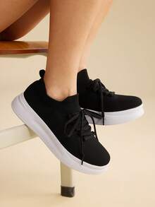 CUCCOO EASI Women's Casual Thick Sole Sneakers, Versatile For Daily Wear - Black - View 1