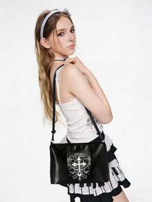 ROMWE Goth 时尚白色十字藤蔓印花大容量女士手提包 845211 - 彩色 - 查看 4