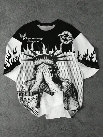 SHEIN 青少年男孩休闲简约短袖圆领 T 恤，适合夏季