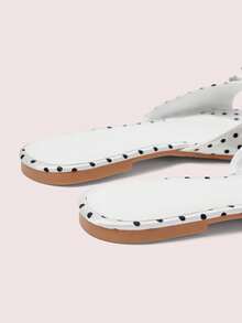 CUCCOO DOLLMOD Sandalias planas cómodas con lunares blancos para damas, sandalias planas de estilo dulce con lazo - Blanco - Ver 9