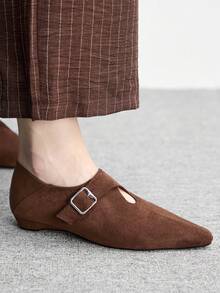 CUCCOO BIZCHIC French Retro Square Toe High Vamp Lace-Up Shoes Women's Spring New Leather Thick Heel Grandma Shoes Commuting Versatile Small Leather Shoes Spring Shoes - Coffee Brown - View 4