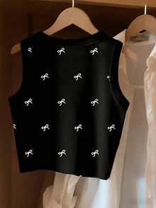 EMERY ROSE Women's Bow Crew Neck Casual Versatile Tank Top - Multicolor - View 2