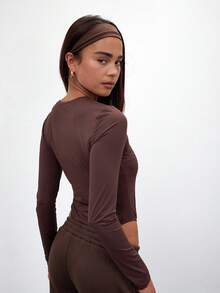 MUSERA ESSENTIALS Áo liền thân tay dài ôm sát, thích hợp cho mùa xuân hè, đi nghỉ mát, chơi Padel, Tennis, Pickleball, Lễ Phục Sinh. - màu nâu - Xem 4