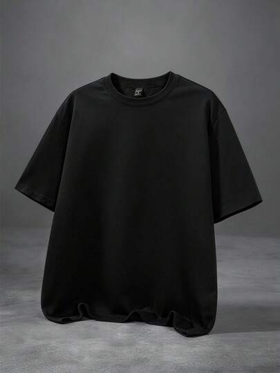 Manfinity Hypemode 节日、度假、送男友的礼物、派对、健身、老钱、外出、复古、T恤、麂皮宽松短袖、街头复古休闲旅行度假、夏季短袖