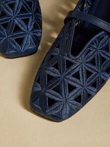 Rosivie Mocasines casuales de mujer con diseño de hebilla y calados - Azul zafiro 1 - Ver 5