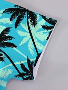 一套幼儿男童热带假日棕榈树印花短袖套装，沙滩装/休闲装，透气春夏款 - 彩色 - 查看 4