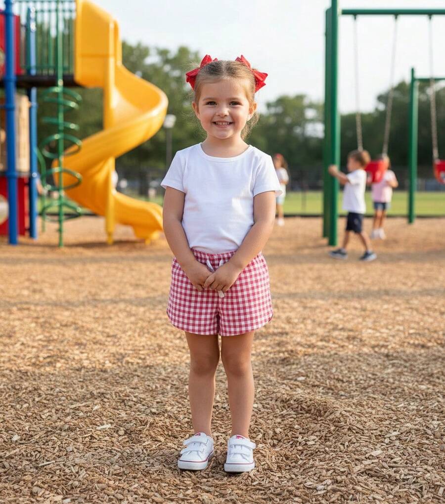 Short Casual para Niña – Cintura Ajustable - Rojo - Ver 1