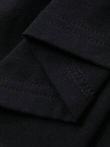 FRIFUL 女士圆领宽松网纱花瓣袖宽松夏季短袖T恤 - 黑色 - 查看 8