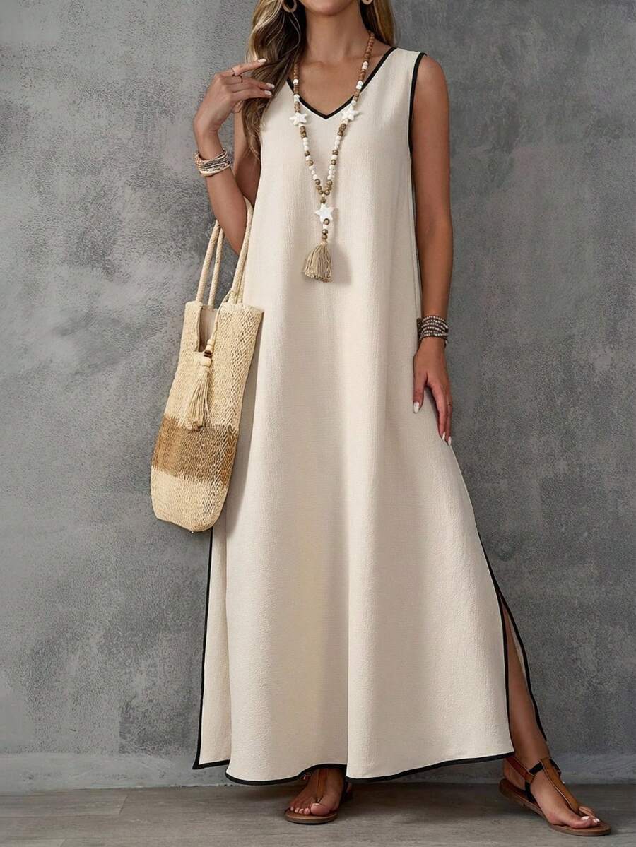 EMERY ROSE Women's Casual Daily Contrast Trim Dress, Summer - Multicolor - View 1