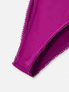lacRébo Body con volantes de color morado oscuro con detalle texturizado en el busto, cuello de pico y silueta ajustada romántica de primavera y verano, estilo francés y parisino - Morado Violeta - Ver 12