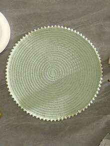 1 pieza Manteles individuales tejidos con estilo verde natural, resistentes al calor, para uso en el hogar, cocina, comedor, oficina, hotel, granja, fiesta, boda, cumpleaños, como base para jarrones, escritorio y decoración, amigables y antideslizantes - verde menta - Ver 4