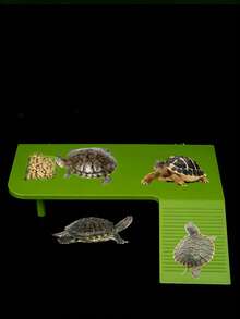 1PC Turtle Resting Platform Basking Dock Climbing Ramp Floating Island With Feeding Tray Turtle Climbing Ladder For Climbing Resting Basking In Sunlight Reptile Amphibian Activity Habitat Platform - Green - View 3