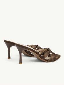 CUCCOO CHICEST 女士时尚方头金色平底人字拖凉鞋，简约细高跟派对礼服凉鞋，适合圣诞节穿着 - 棕色ZS - 查看 6