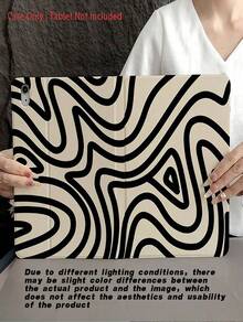 波浪涟漪抽象线条艺术图案保护套——极简主义爱好者和现代风格追求者的理想之选。这款保护套采用翻盖设计，带有笔槽和自动睡眠/唤醒功能。 - 彩色 - 查看 7