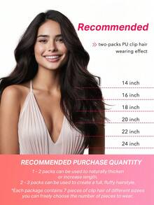 Seamless Clip Ins 100% Real Human Hair Extension 7PCS Seamless PU Clip In Human Hair Extensions Straight 14-22 Inch Natural Black Skin Weft Remy Hair Extensions 110G With Clips - S1B - View 7