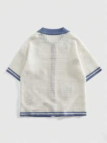Casual Áo khoác cardigan dệt kim họa tiết hoa dành cho nam, kiểu dáng thường ngày, thích hợp cho mùa hè. - Màu xanh lam - Xem 3
