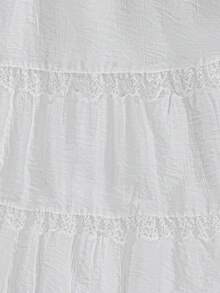 EMERY ROSE Women's Solid Color Elastic Waist Casual Lace Long Skirt, Summer - White - View 4
