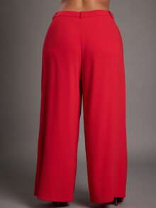 NYA SZN Plus Size High Rise Spring Business Pleated Trousers Bottoms Summer Festivals Brunch Office Siren Holiday Festive Winter Festival Special Occasion Elegant Luxury Carnival - Red - View 5