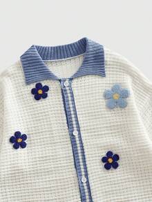 Casual Áo khoác cardigan dệt kim họa tiết hoa dành cho nam, kiểu dáng thường ngày, thích hợp cho mùa hè. - Màu xanh lam - Xem 4