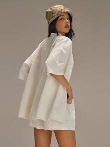 Athîral 女士休闲街头风白色牛仔套装 - 白色 - 查看 2